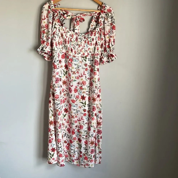 NEW Anthropologie By Mark D. Sikes Smocked Puff-Sleeve Dress Floral - Picture 2 of 16
